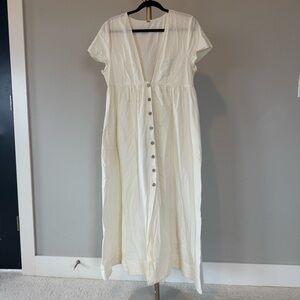 Free People Cream Button-Front Maxi Dress